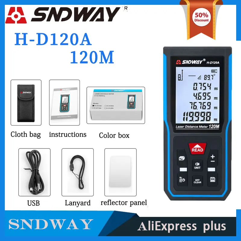 

SNDWAY Laser Distance Meter Digital Rangefinder 120m 100m 70m 50m Laser Distance Measurer Electronic Level Ruler Range Finder