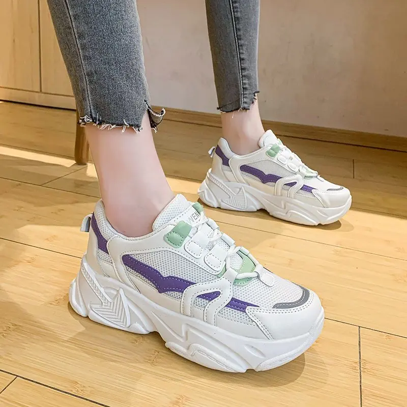 

2021 Fashion Women's Platform Sneakers Women Shoes Korean Casual Chunky Sport Shoes White Vulcanized Tennis Female Basket Femme