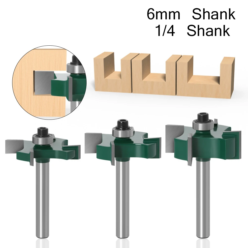 

1/3pcs 6mm 1/4 Inch Shank T Type Bearings Router Bit Milling Cutter for Wood Woodworking Rabbeting Tool Industrial Grade