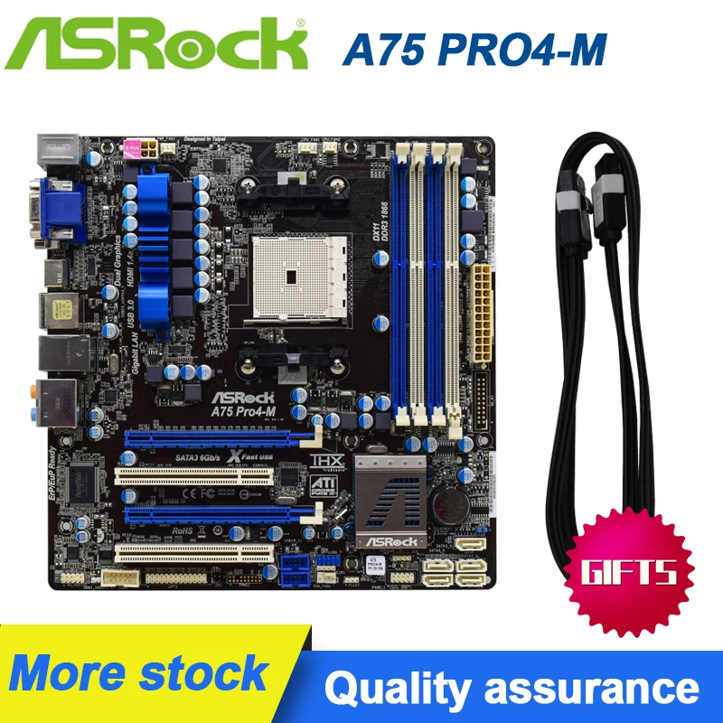 

FOR ASRock A75 PRO4-M FM1 A75 PC motherboards MATX dual PCI-E support X4 641 A8 3870K Original Used motherboard set