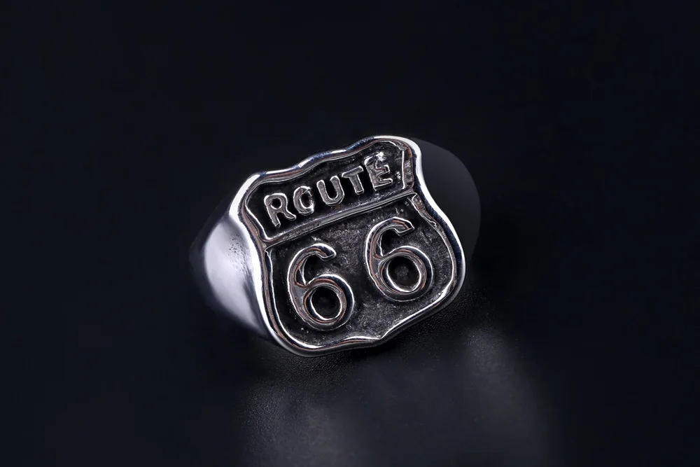 Модные Route66 кольцо для мужчин Байкерская Мужская ювелирных изделий Винтаж ретро
