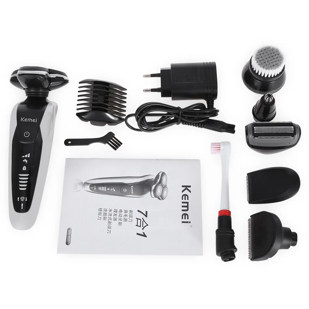 Kemei 7в1 машинка для стрижки волос Триммер Набор перезаряжаемая бритва гребень