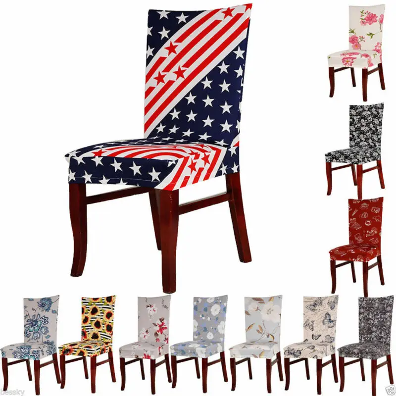 Съемный эластичный Эластичный чехол для стула на стул столовой с принтом банкета
