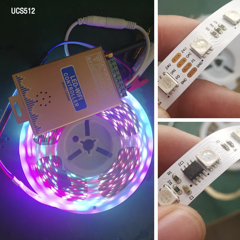 LC2000A/B Wi-Fi музыкальный SPI контроль светодиодный цифровой пиксельный светильник, светодиодный контроллер экрана 1024-2048 пикселей, со встроенным микрофоном