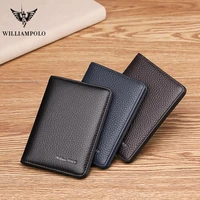 williampolo men card wallet small purse mens business genuine leather luxury brand credit card holder thin wallets slim design