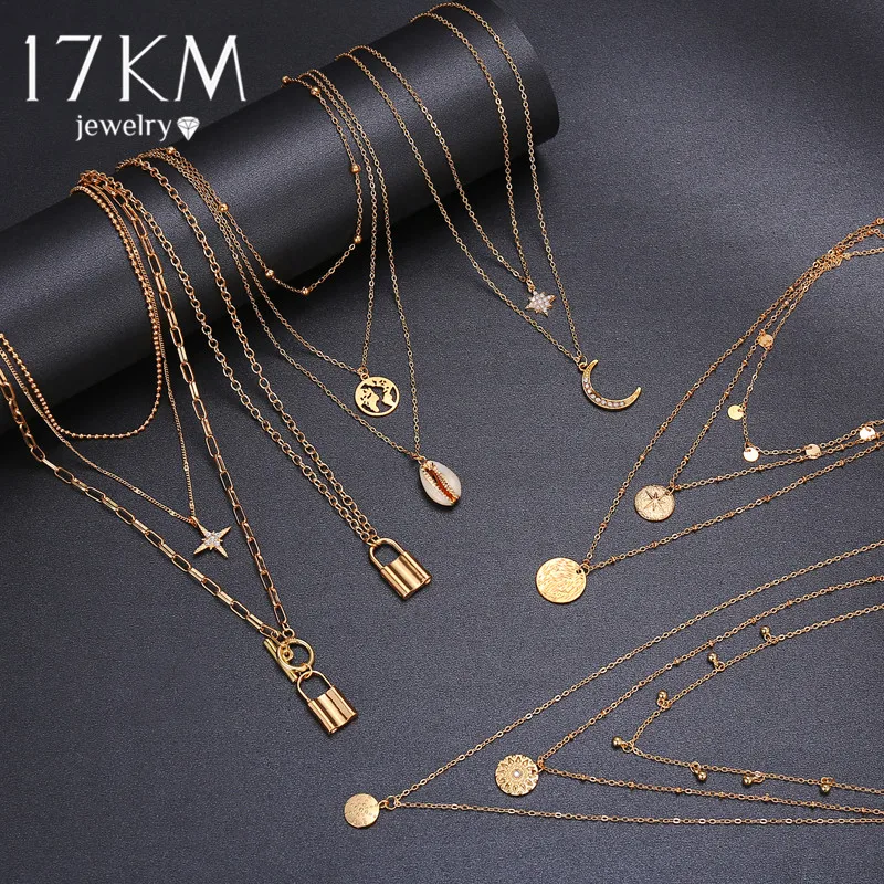 Женское винтажное ожерелье со звездами и замком Ювелирное Украшение в стиле бохо