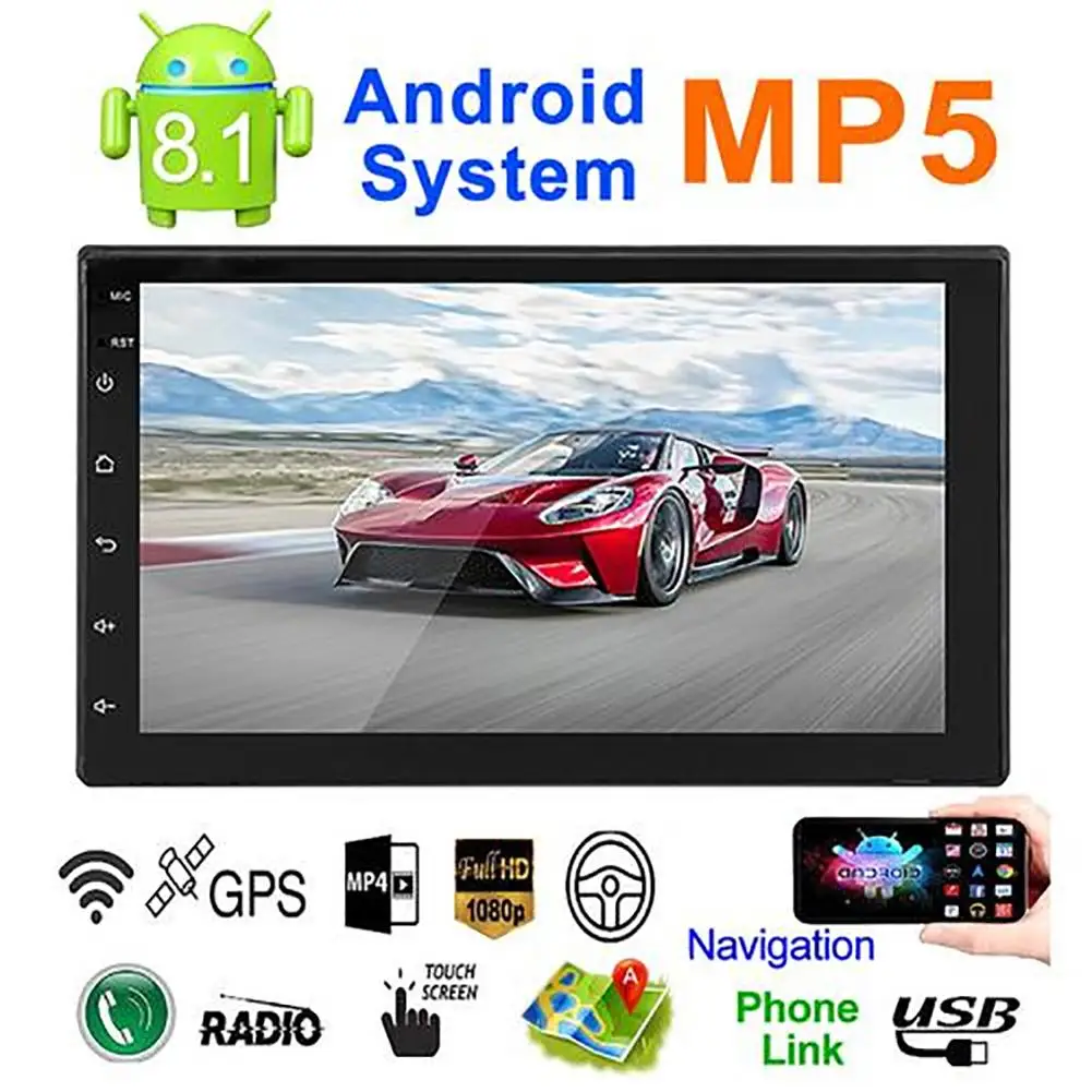 

Система Android 8.1, автомобильный mp5-проигрыватель с сенсорной кнопкой, 16 Гб памяти, 7 дюймов, HD, Bluetooth, автомобильный радиоприемник 2 DIN, универсал...