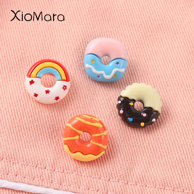 

Donut Pins Rainbow Star Chocolate Doughnut Food Brooch Plastic Resin Badges Collar Backpack Decoration Accessories Jewelry