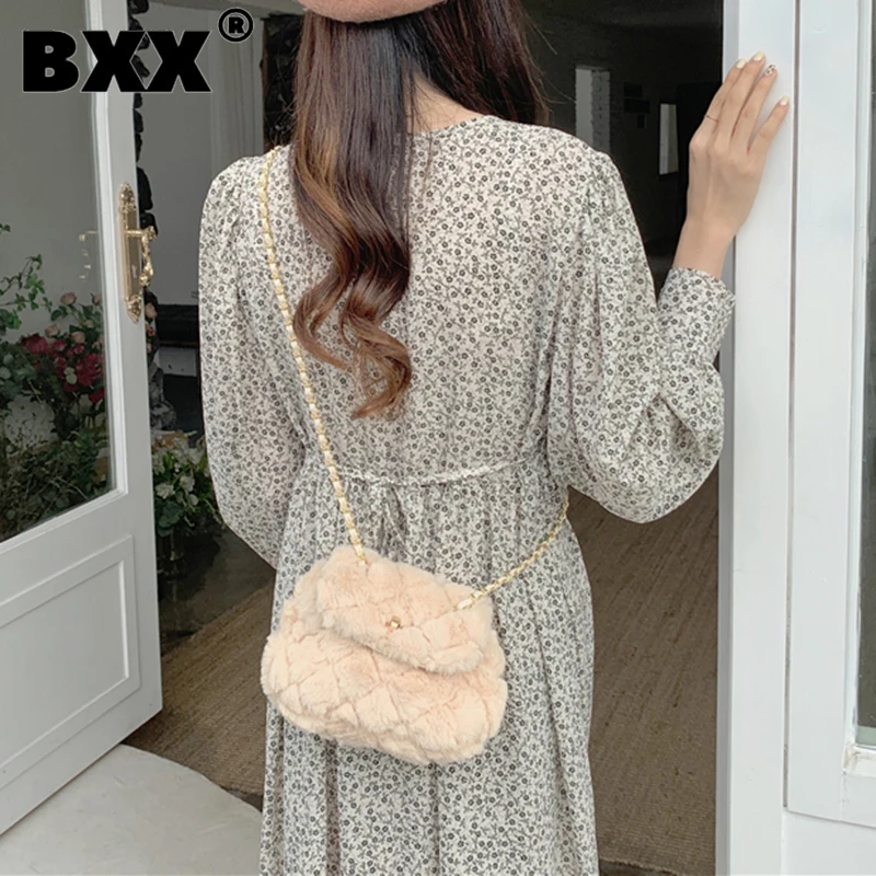 

[BXX] Woman New Brand Small Chains Cloud Lamb Wool Bag Personality All-match Crossbody Shoulder Bag Fashion Tide 2021 GF0231