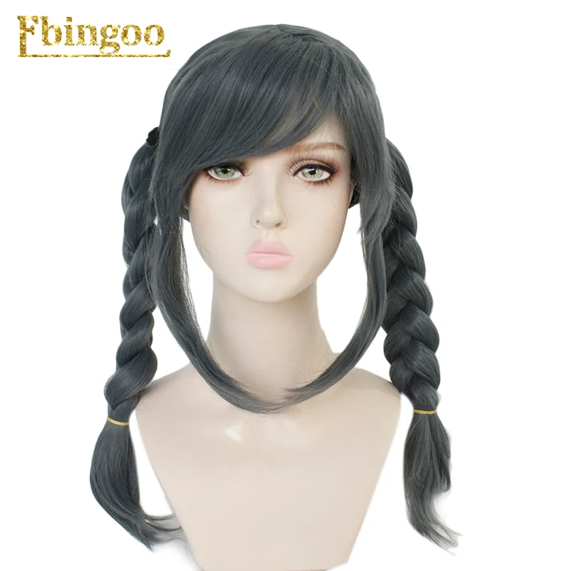 Ebingoo шапка+ Danganronpa Dangan-ronpa Peko Pekoyama двойной плетеный темно-серый Синтетический Косплей парик для Хэллоуина вечерние костюмы