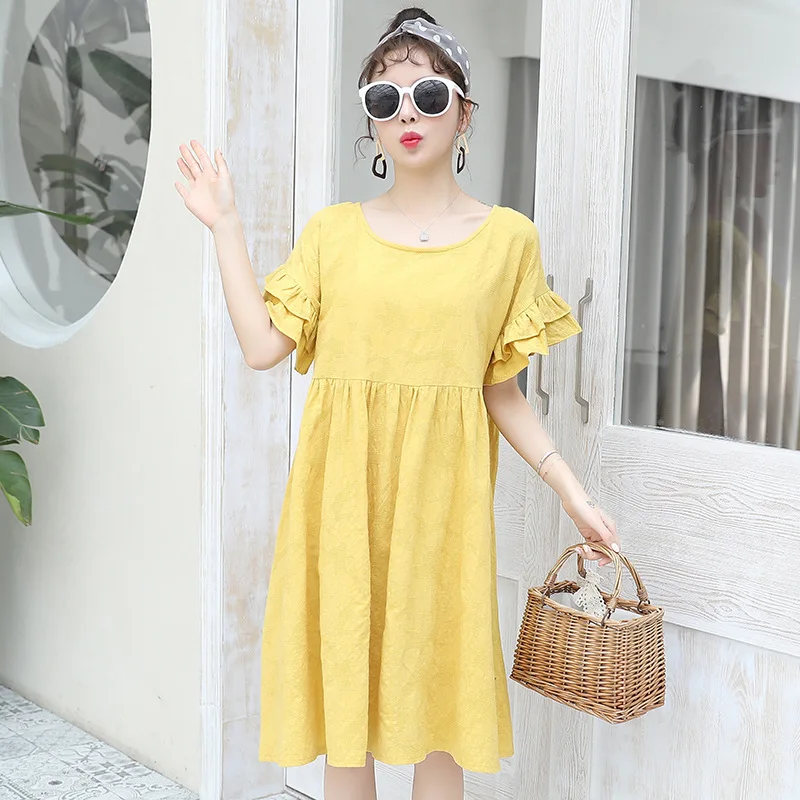 

Yellow Blue Cotton Summer Dress for Pregnant Women Maternity Summer Clothes for Pregnancy Pregnant Dress