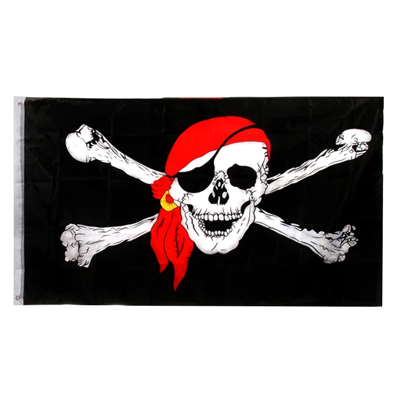 Эфирные огромный черепа и скрещенных костей Пират Веселый Роджер флаги костюм на