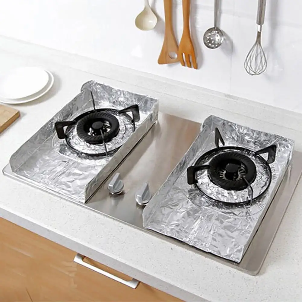 

2Pcs Reusable Gas Stove Burners Covers Aluminum Foil Surface Protection Mat Pad Gas Stove Stovetop Protector Kitchen Accessories