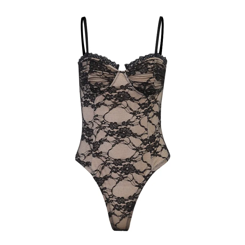 Комбинезон женский кружевной без бретелек пикантный топ с открытой спиной