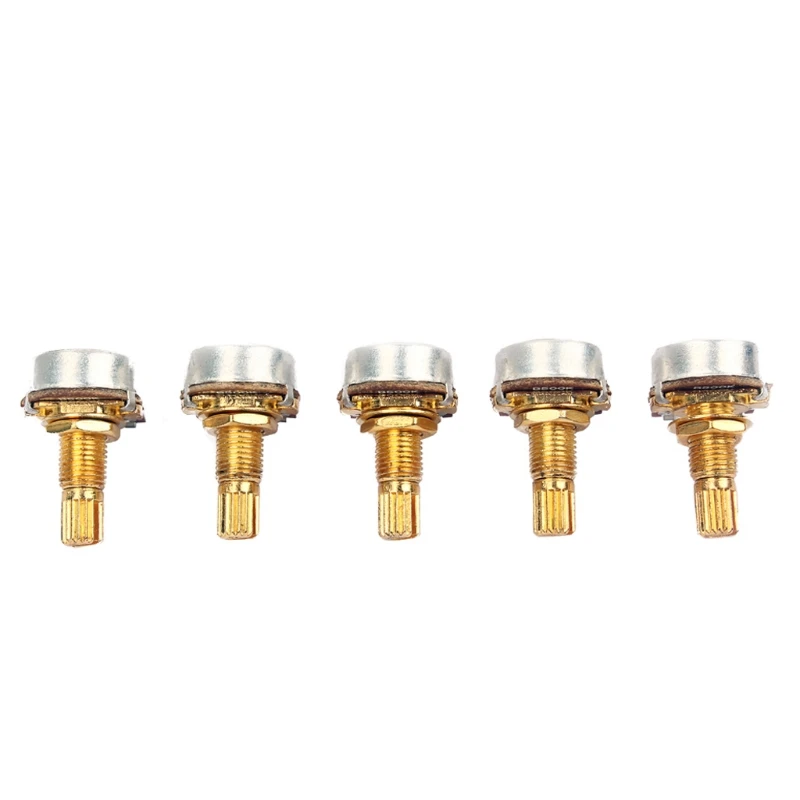 

5Pcs B500k Potentiometer Splined Pot Electric Guitar Bass Effect Amp Tone Volume Parts