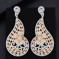 larrauri trendy big women statement big drop earrings luxury cubic zirconia statement earrings for women fashion jewelry party