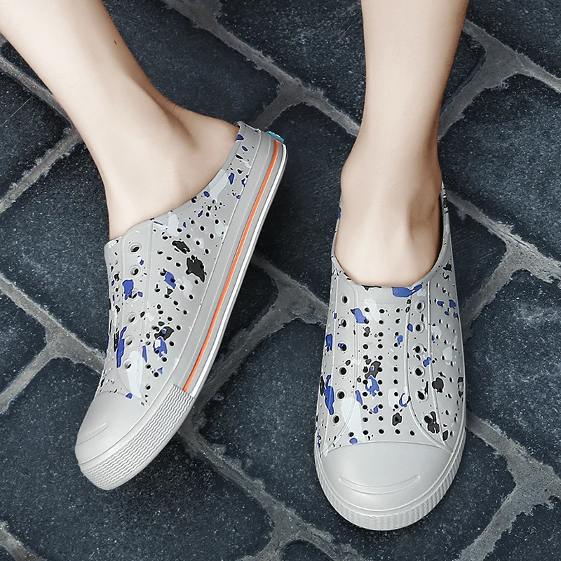 2020 летние мужские пляжные сандалии Шлепанцы Прозрачная дышащая обувь для сада с