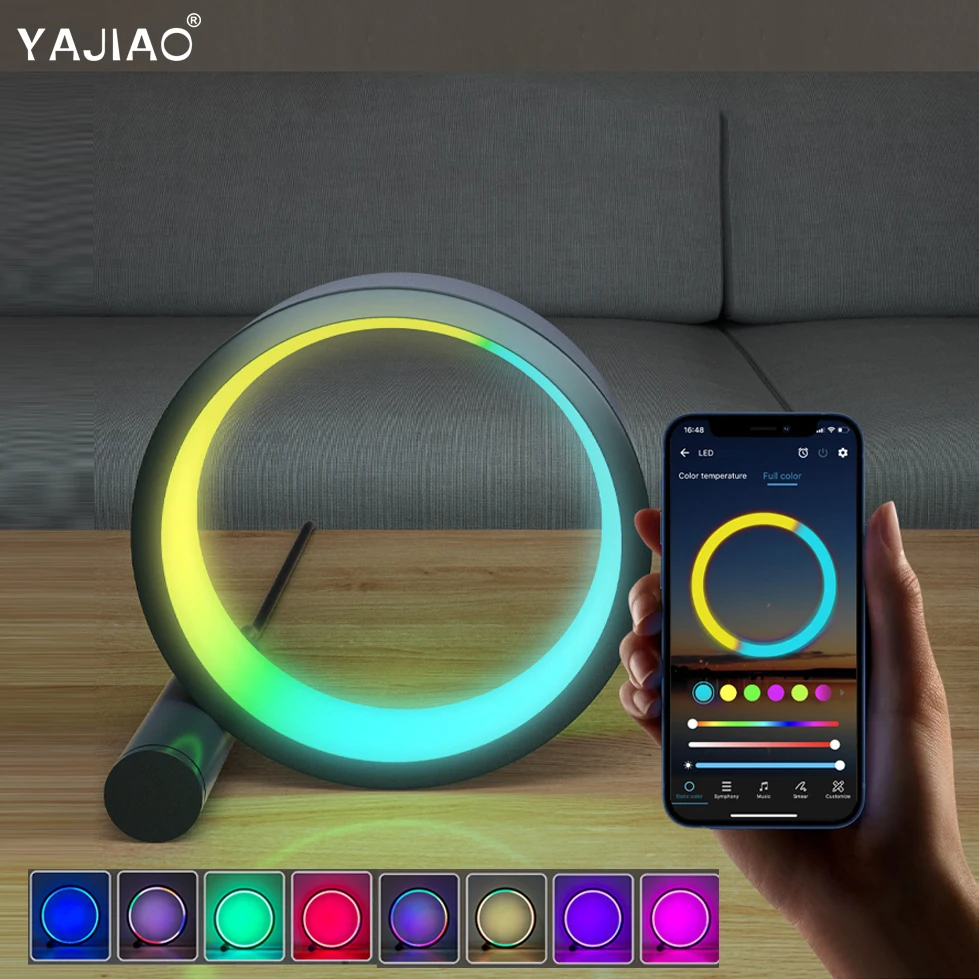 

YAJIAO умный RGB Ночной L-светильник Красочный светодиодный светсветильник льник для фотосъемки с голосовым управлением APP 360 ° кольцевой пикап ...