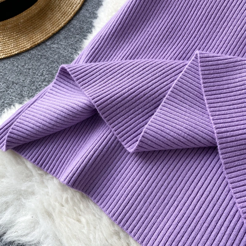 

Women Preppy Style Knit Sweater Dress 2020 Autumn Winter Korean Style Fashion Ladies Long Sleeve Slim A Line Party Dress Robe