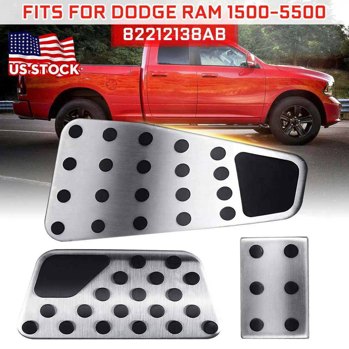 

3pcs/set durable Antiskid Surface Design Foot Brake Gas Pedal Pad Cover Set For Dodge Ram 1500 2500 3500 4500 5500 Accessories