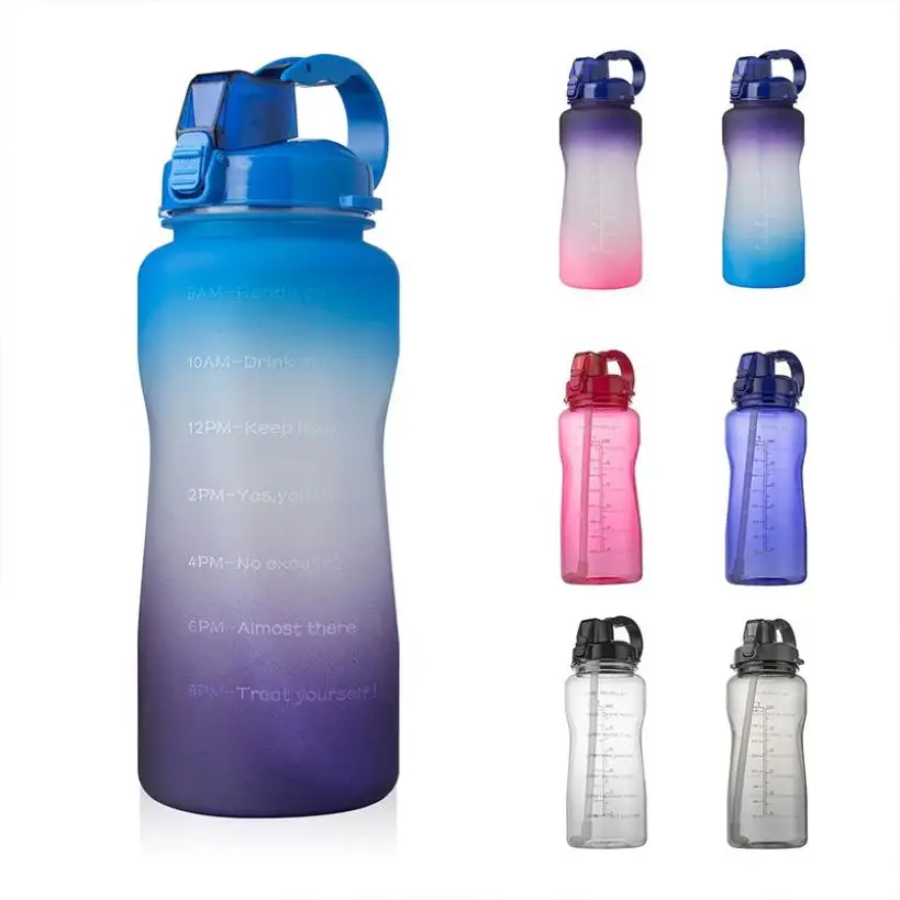 

Hot Sale Portable 2L Large Capacity Outdoor Sports Water Bottle Gradient Color Bounce Cover Lid Tritan Travel Ride Water Bottle