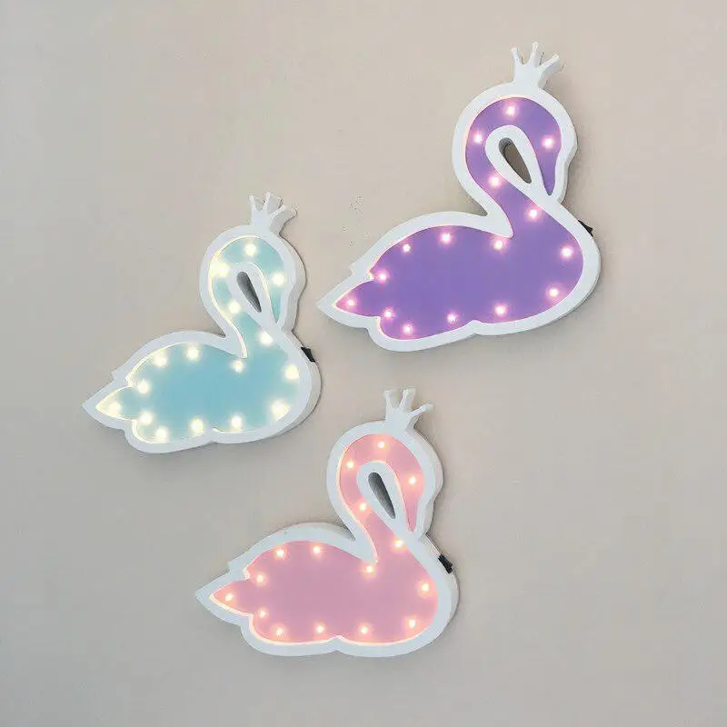 Adeeing милый лебедь светодиодный Ночной светильник с мультяшным животным