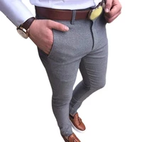 men spring business trousers solid color zipper male twill fabric slim straight dating smart casual daily wear pants 2021