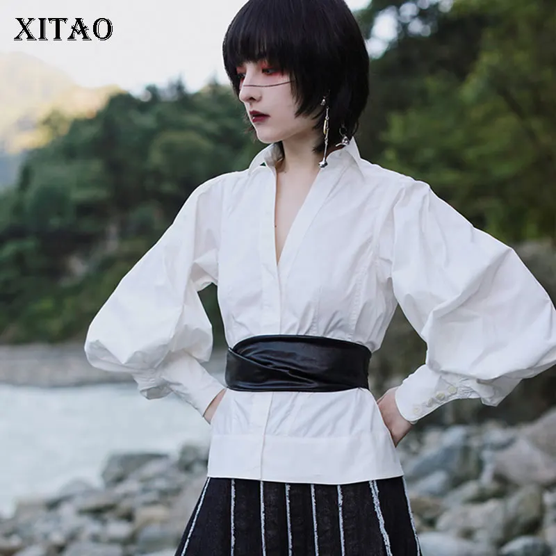 XITAO белая винтажная блузка женская Свободная Модная элегантная с рукавами
