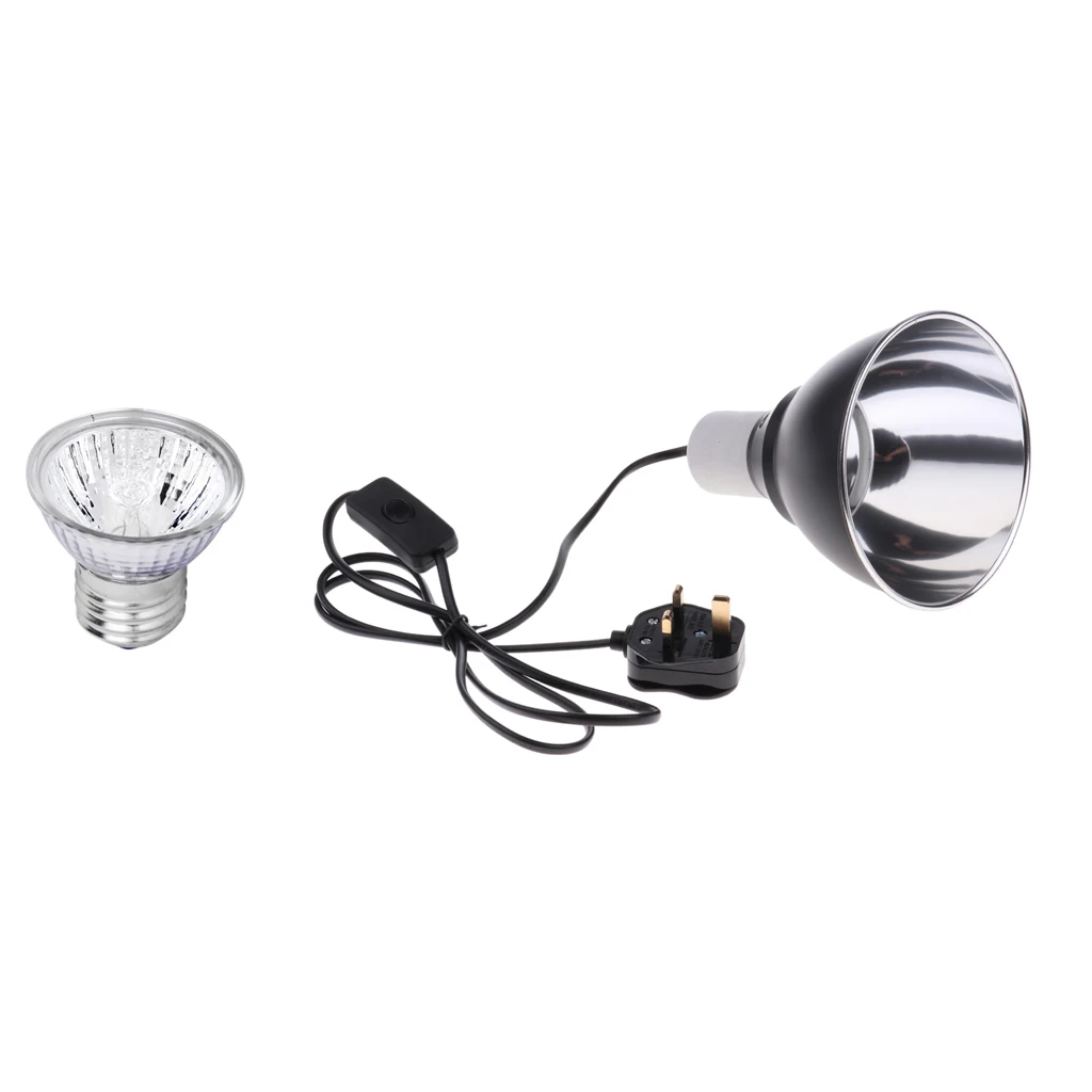 E27 50W Reptile Halogen Light Bulb UVA UVB + Dome Lamp Holder UK Plug 220V | Дом и сад