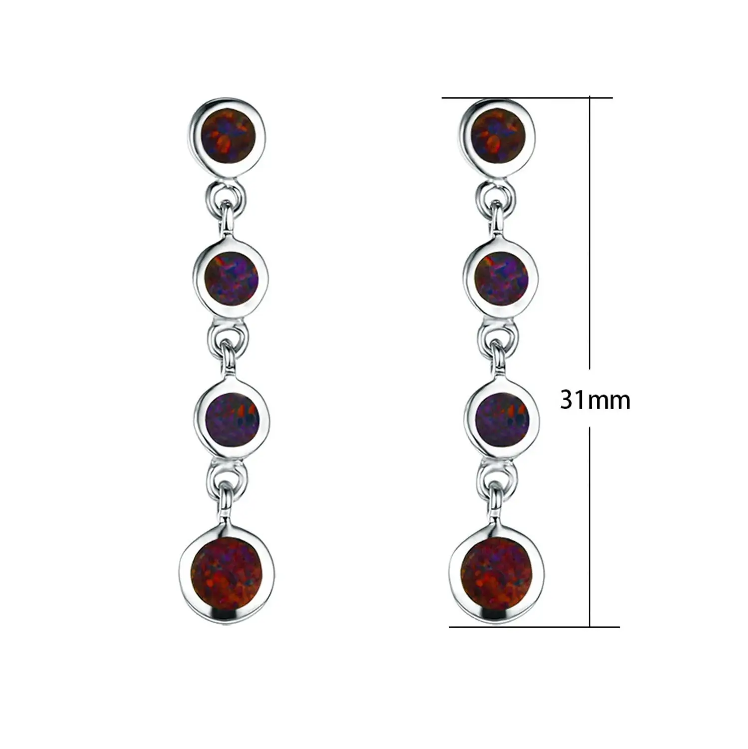 Женские круглые серьги гвоздики из стерлингового серебра 925 пробы с Синим Опалом