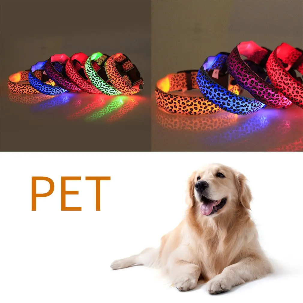 LED glowing Light-emitting Pet Dog collar Fashion Nylon flash luminous collars for Puppy dogs Cats | Дом и сад