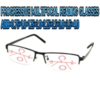progressive multifocal anti blu light reading glasses black frame men women high quality business halfrim 0 75 to 4 0