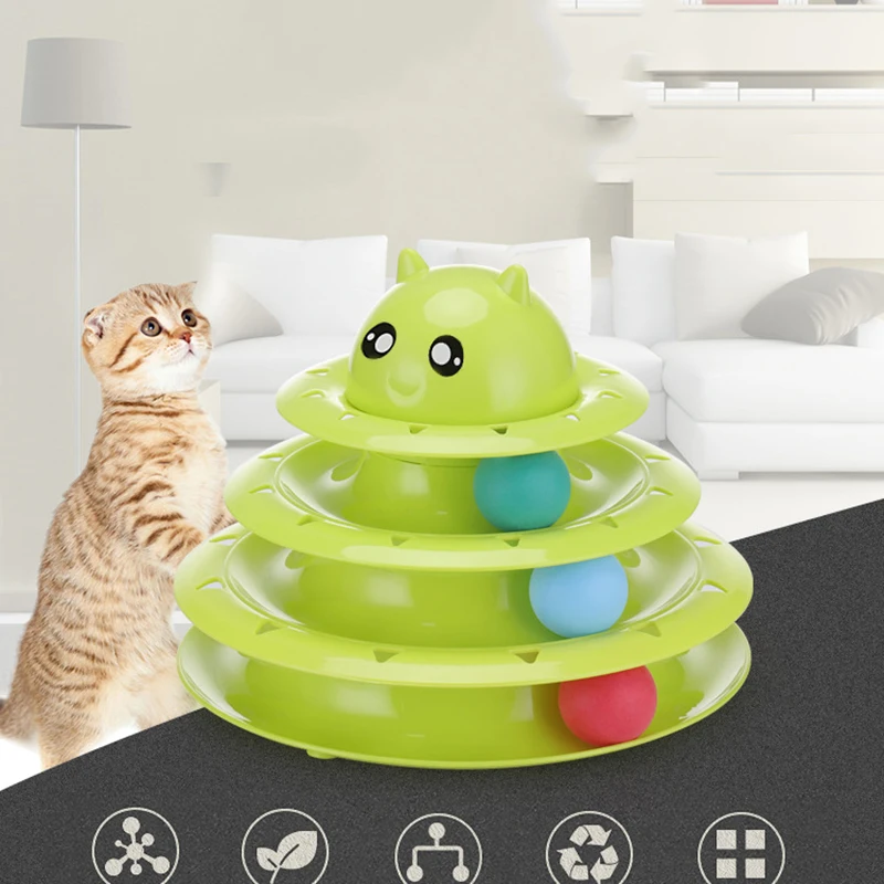 

Игрушка для кошек, башня, трек, игрушки для домашних животных, три уровня, забавная игра, котенок, тренировка развлечение Ball, интерактивные и...