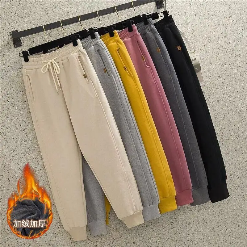 Women Winter Thick Lambskin Cashmere Pants Warm Female Casual Cotton Pants Loose Harlan Long Trousers Pantalones De Mujer W10