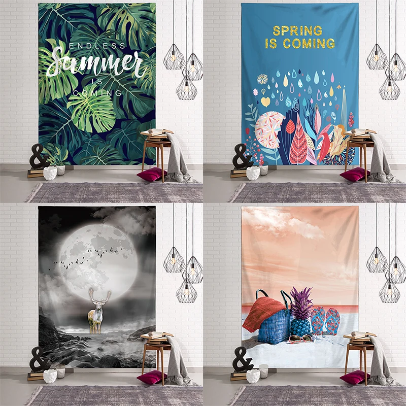 Пейзажные гобелены 3D пляжное полотенце с зелеными листьями красивый настенный