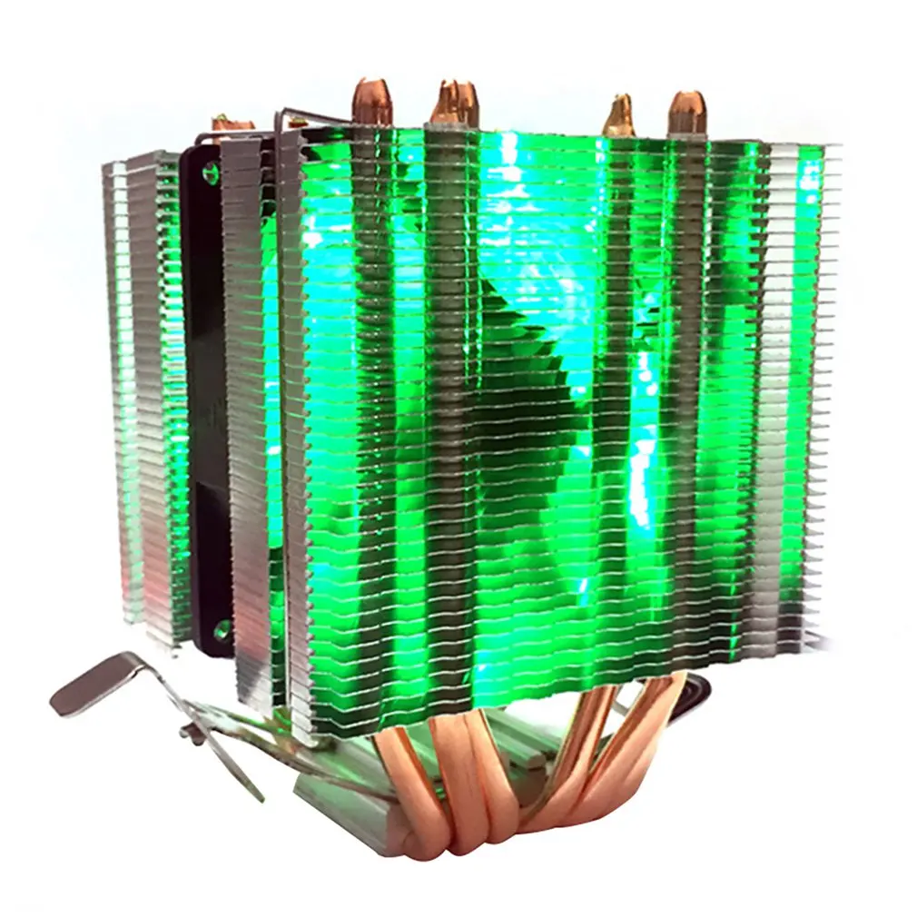 green AVC Чистая медь 6 тепловая трубка 3 pin процессор теплоотвод AMD 1155 1156 настольный компьютер процессор вентилятор кулер теплоотвод один или двойной ветер - Цвет лезвия: green