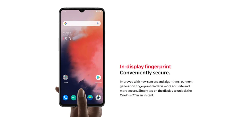 Global Firmware Oneplus 7T 8GB 128GB 256GB Mobile Phone Snapdragon 855 Plus 6.55" 48MP Triple Camera 4G Android 10.0 NFC phone