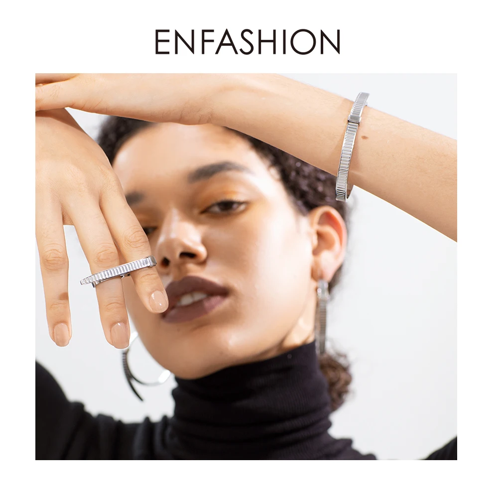Женское кольцо с двумя пальцами ENFASHION кольца из нержавеющей стали золотого цвета