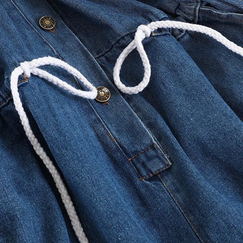 

V538 casual high waist denim Jumpsuit Jumpsuit children's overalls loose jeans Harem Pants