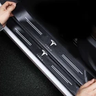 4 шт. защитные наклейки из углеродного волокна на пороги автомобиля, защитные кожаные наклейки, виниловые наклейки для Tesla Model S, Model 3, Model X, Model Y