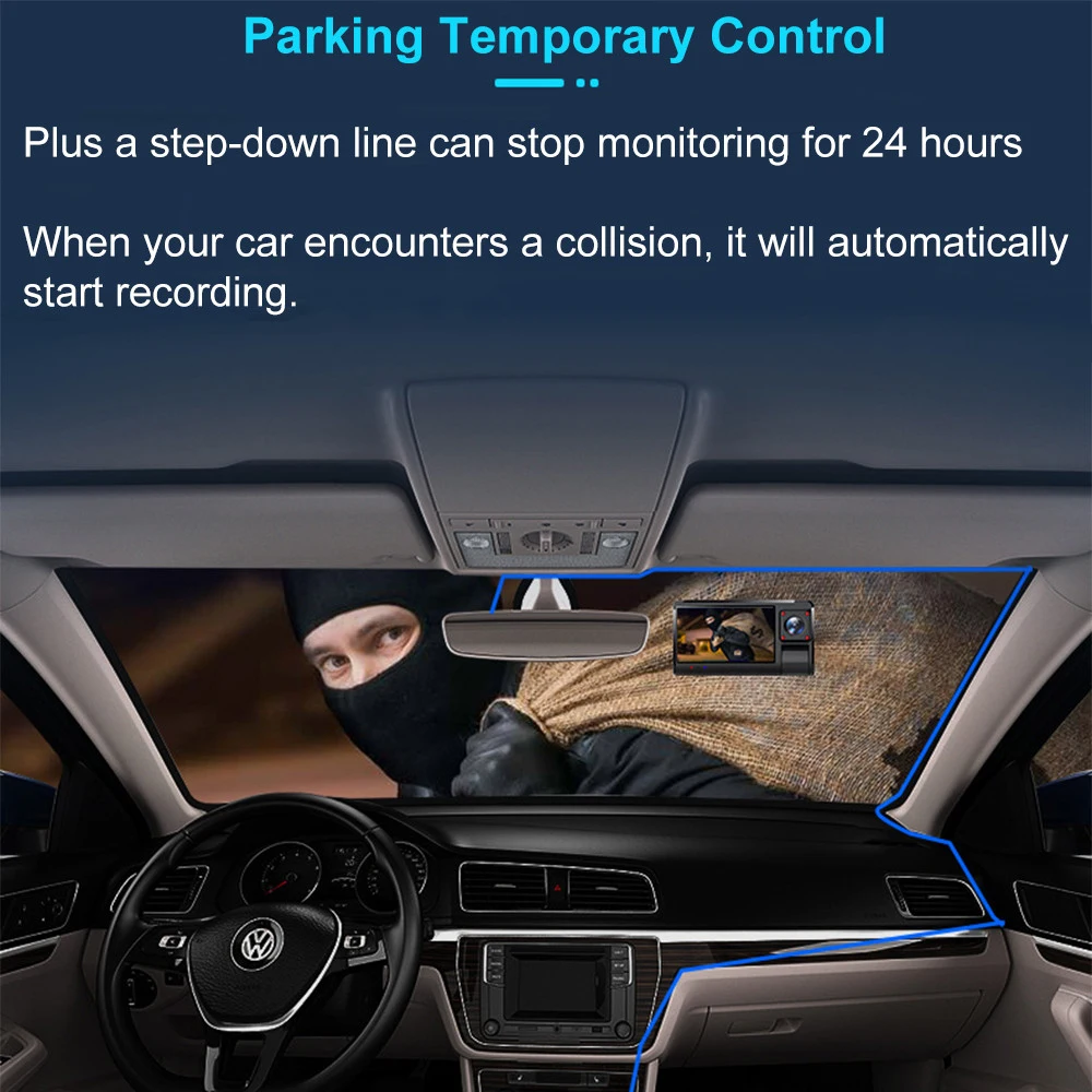 Автомобильная панорамная камера K13A 3-дюймовый HD скрытый видеорегистратор с тремя