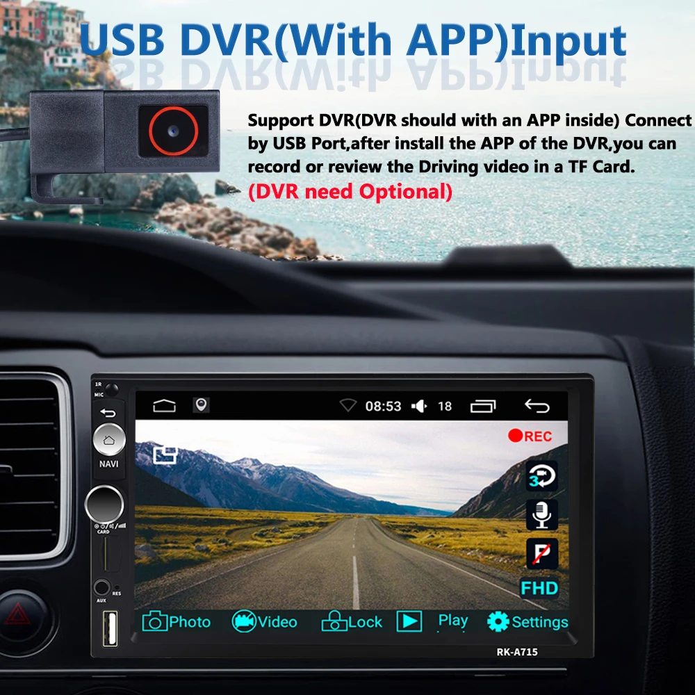 AMPrime аудио стерео Android 2 din автомагнитола 7 ''Мультимедиа gps WIfi магнитофон MirrorLink USB MP5 плеер с тыловой камерой