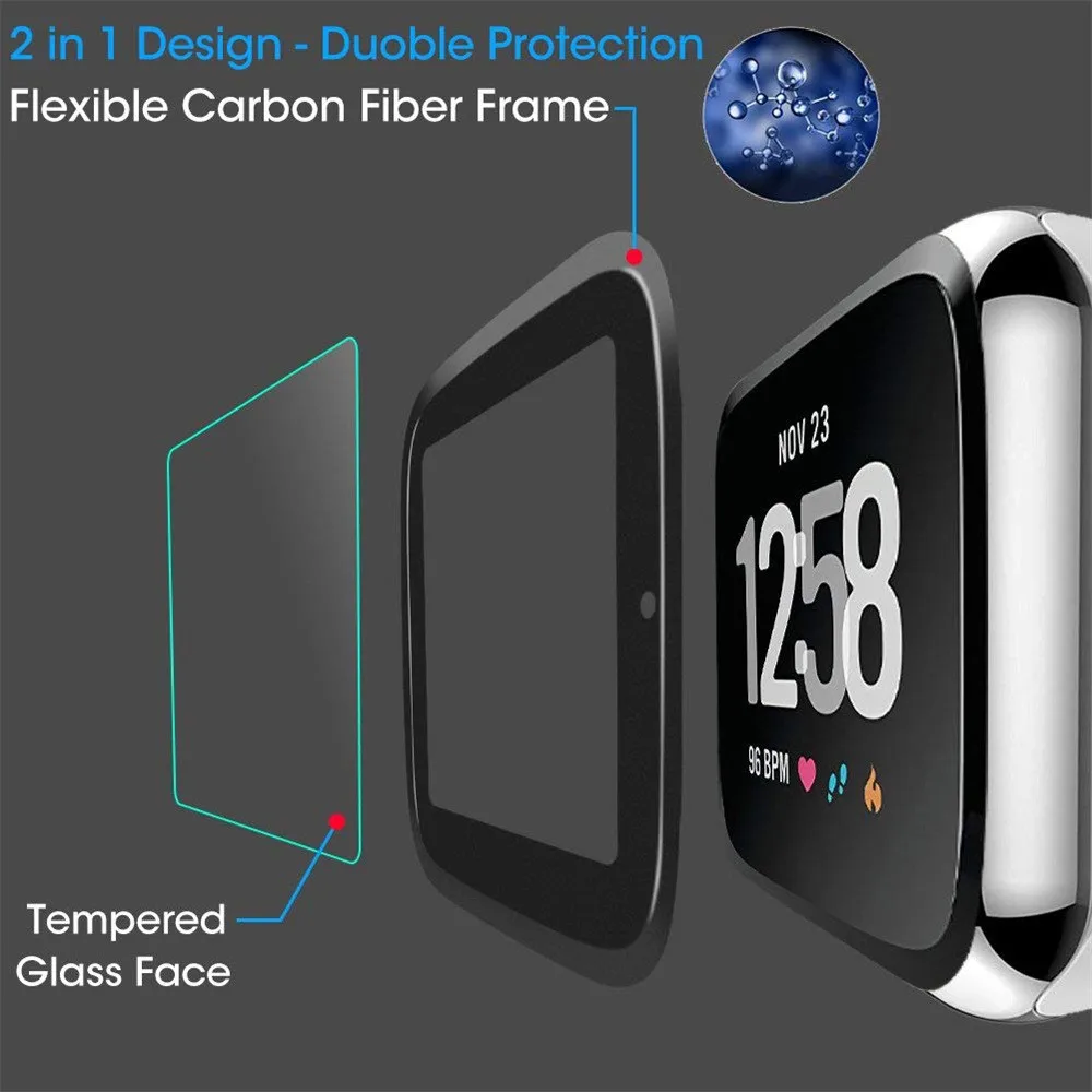 CARPRIE Full Coverage Tempered Glass Screen Protector Cover for Fitbit Versa Lite Watch | Электроника