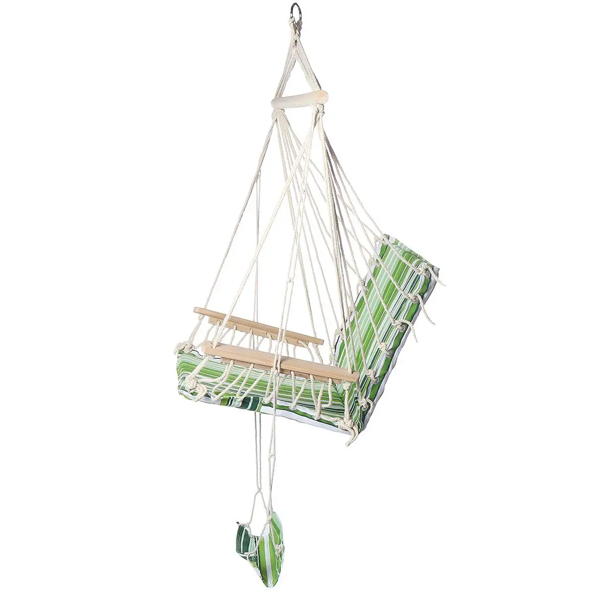 

Garden Hammock Chair Seat Cushion Cotton Wood Hanging Rope Patio Swing Chair For Camping Outdoor Indoor Hammocks 150kg