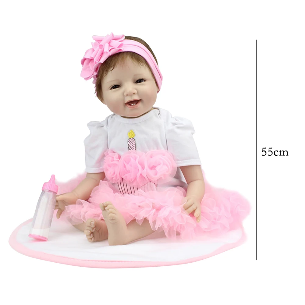 

55cm Children Toddler Soft Reborn Doll Toy Newborn Baby Lifelike Cute Simulation Doll Play House Toys Kids Birthday Gift