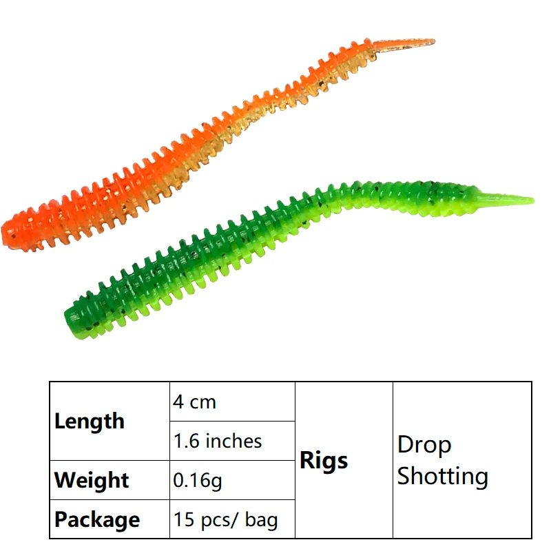 

Мягкие приманки для форели, рыболовная приманка в виде червя из Японии, 4 см, 0,16 г, 15 шт., приманка для рыбной ловли, джиг-голова, мягкие приманк...