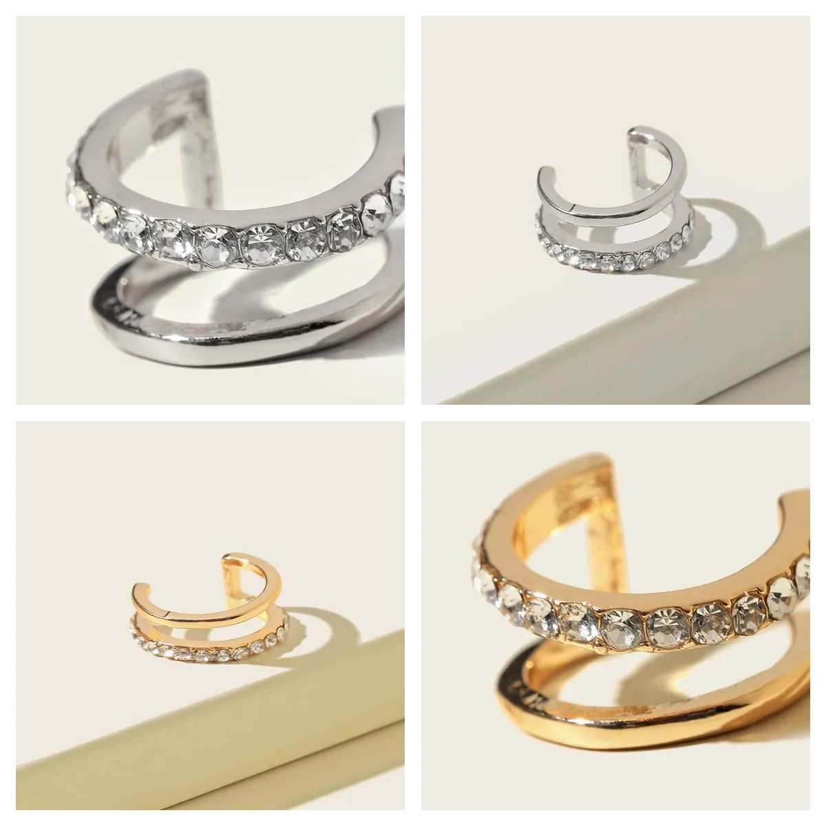 

Double u-Shaped Ear Clip Ear Bone Clip Single Diamond-Studded Simple Non-Pierced Ear Clip pendientes pendientes de aro