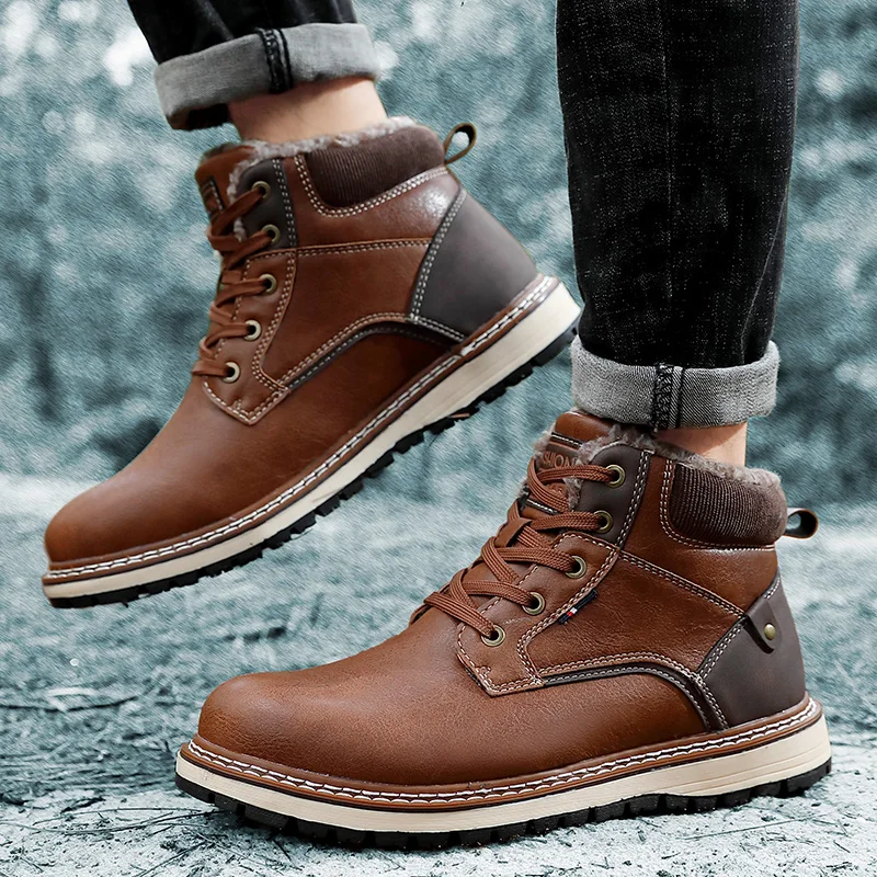 

Casual Sneaker Sports Shoes Men's Leather Fashion Men Leisure For Black Mens Sneakers Boots Hot Sale Sport
