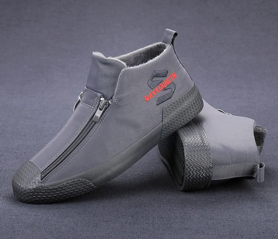 Zipper grey Maggie's Walker/Новое поступление, мужская повседневная парусиновая обувь модная обувь без шнуровки на платформе с высоким берцем для отдыха размеры 39-44 - Цвет: Zipper grey