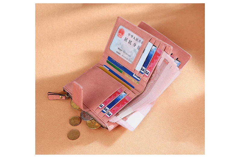 Genuine Leather Womens Wallets And Purses Coin Purse Girl Short Clutch Bags Card Holder Small Purses Carteira Feminina